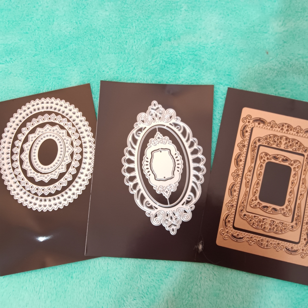 Intricate Oval & Rectangular Frame Die Cut Stickers - White and Copper